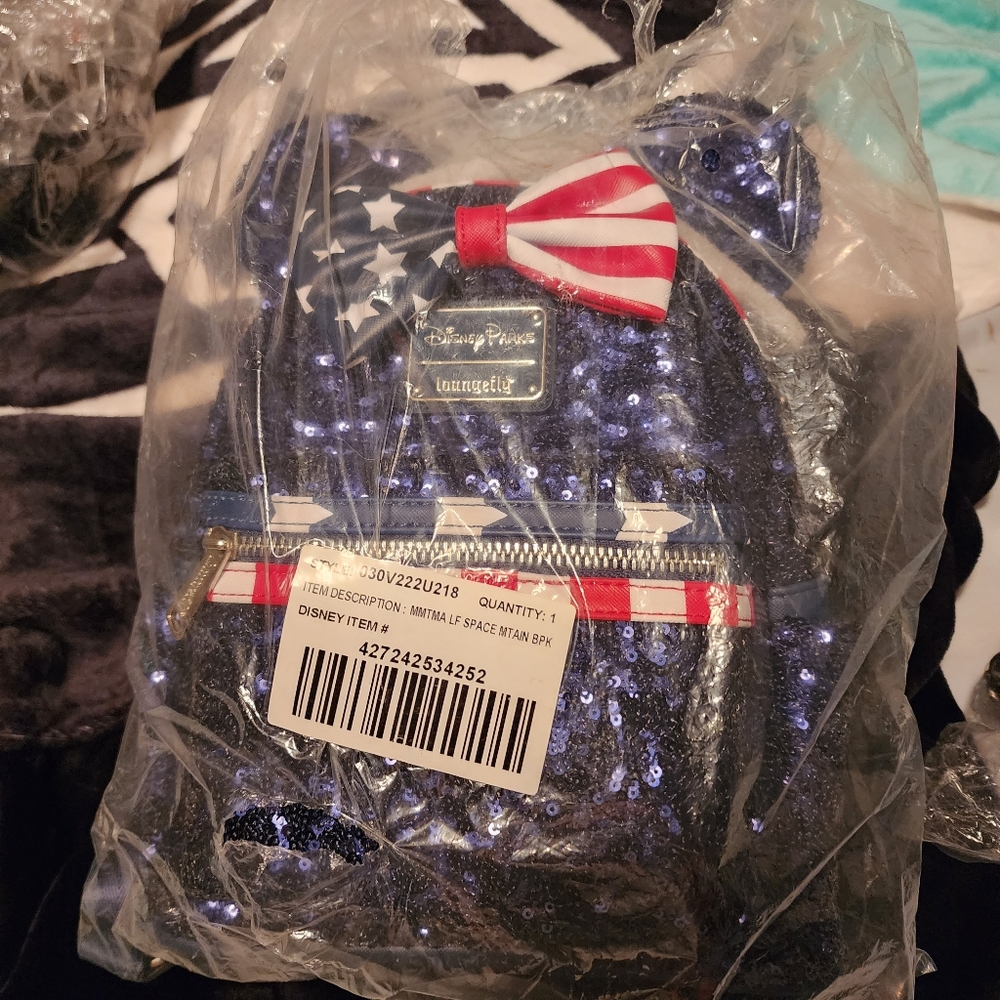 Disney Loungefly Minnie Mouse Stars and Stripes Americana Patriotic Backpack